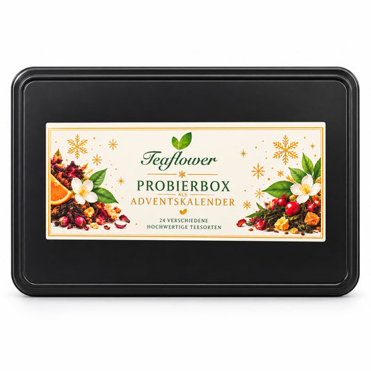 Tee Adventskalender Probierbox mit 24 verschiedenen Teesorten