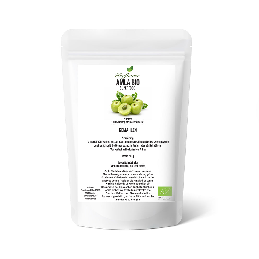 Sehr fein gemahlenes Bio Amla Pulver aus indischer Stachelbeere – naturbelassen und ohne Zusätze
