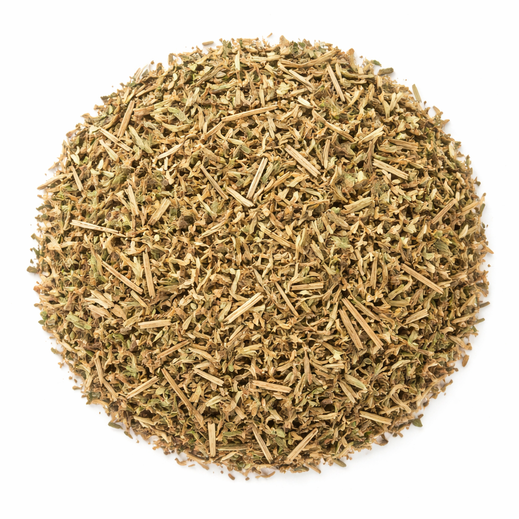 Bio Augentrostkraut geschnitten aus Euphrasia officinalis mit getrockneten Kraeuterbestandteilen