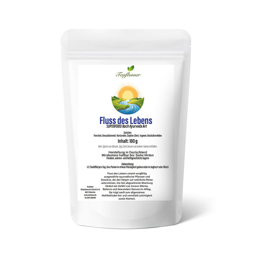 Gewürz- und Pflanzenmischung Fluss des Lebens mit Fenchel, Ingwer, Ceylon-Zimt und Koriander, fein vermahlen
