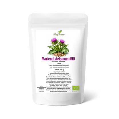 Bio Mariendistelsamen gemahlen als feines, homogenes Pulver mit mild-nussiger Note
