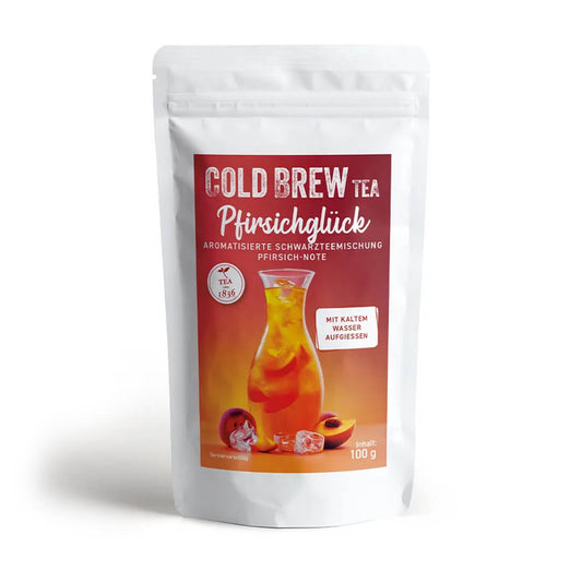 Cold Brew Pfirsichsommer mit fruchtigem Pfirsichgeschmack für einen erfrischenden Kaltaufguss an warmen Tagen.