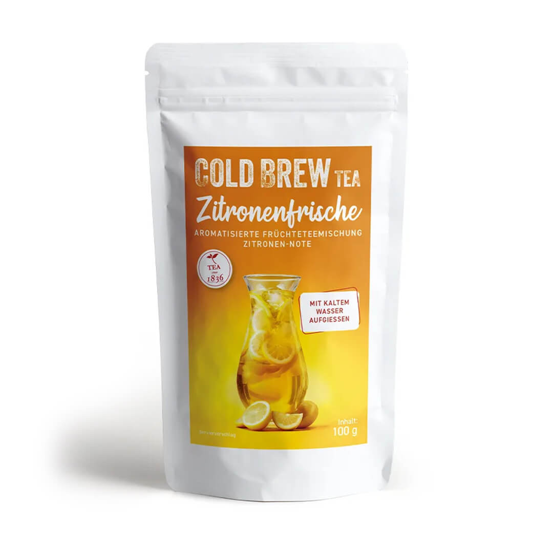Cold Brew Zitronenfrische mit spritzigem Zitruscharakter für einen leichten und erfrischenden Kaltaufguss.