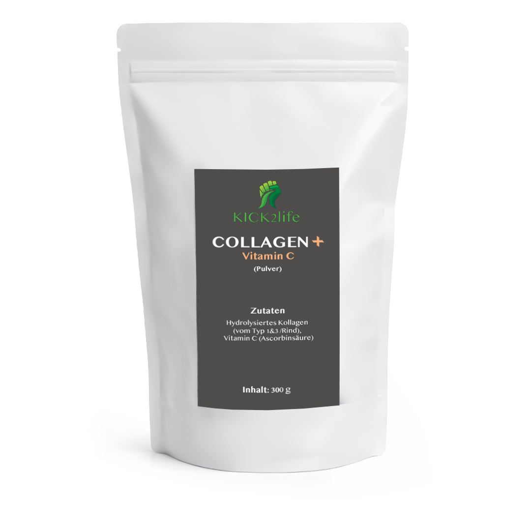Collagen Pulver mit Vitamin C aus hydrolysierten Kollagen Peptiden Typ 1 und 3 fuer Shakes Smoothies und Getraenke