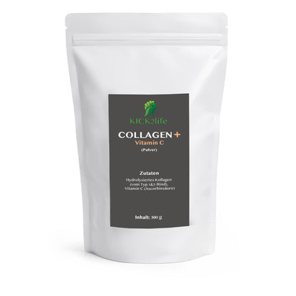 Collagen Pulver mit Vitamin C aus hydrolysierten Kollagen Peptiden Typ 1 und 3 fuer Shakes Smoothies und Getraenke