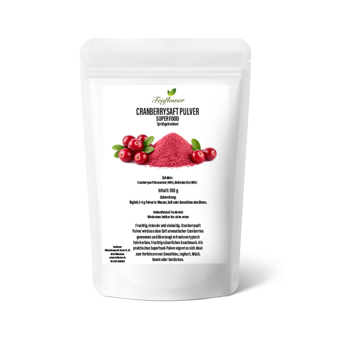 Feines sprühgetrocknetes Cranberrysaftpulver mit 40 % Cranberrysaft-Konzentrat für Smoothies, Getränke und Bowls.