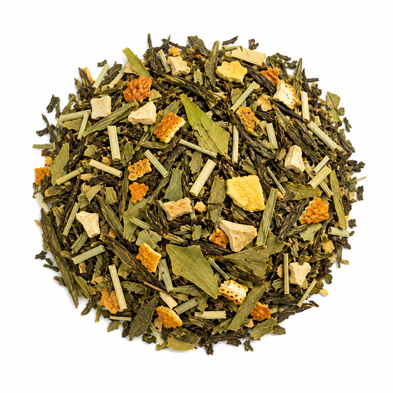 Kräutertee mit Grüntee, Ginkgoblättern, Ingwer und frischen Zitrusnoten, hergestellt in Deutschland.