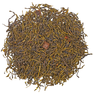 bio grüner tee bourbon vanille mit vanillestücken und hellem aufguss in klarer tasse