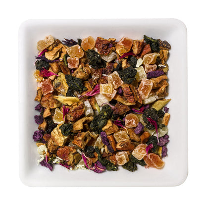 Guava Colada mit Guave, Kokos, Papaya und Oolong-Tee mit exotisch-fruchtigem und cremigem Charakter.