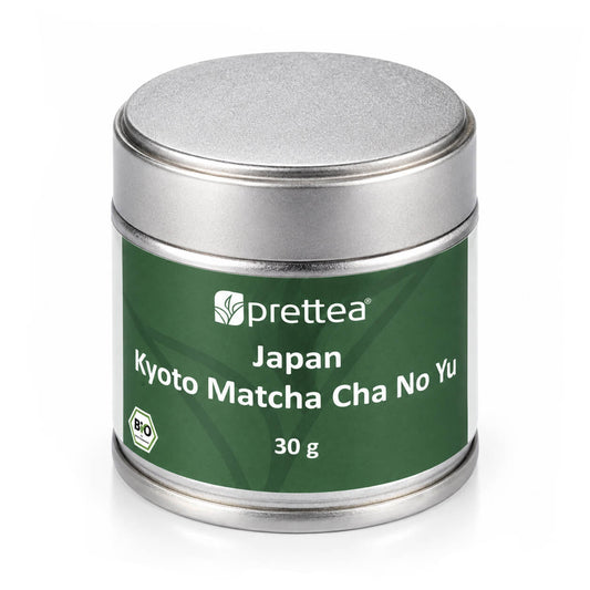 Japan Kyoto Matcha Cha No Yu BIO, tiefgrün und fein vermahlen, in Zeremonien-Qualität mit weichem Umami.