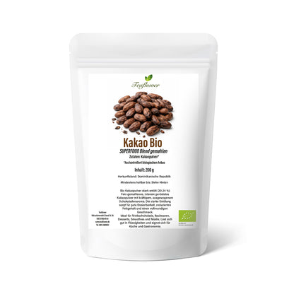 Entölter Kakao 20–24 % Fettgehalt, sehr fein gemahlenes braunes Kakaopulver in homogener Struktur