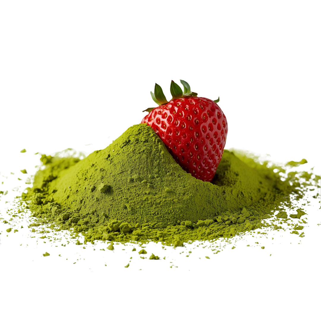 Matcha Pulver mit Erdbeer Geschmack als fruchtige Grüntee Variante