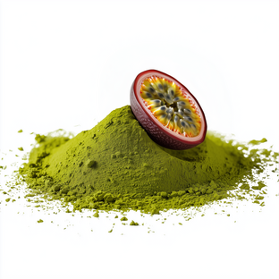 Fein gemahlener Matcha mit Passionsfruchtgeschmack, leuchtend grün mit exotisch-frischer Note und weichem Mundgefühl
