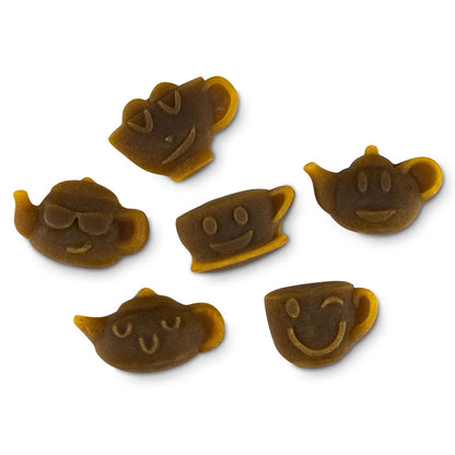 Matcha Fruchtgummis mit Zitrone in Teekannenform zum Naschen oder als heißes Matcha-Getränk