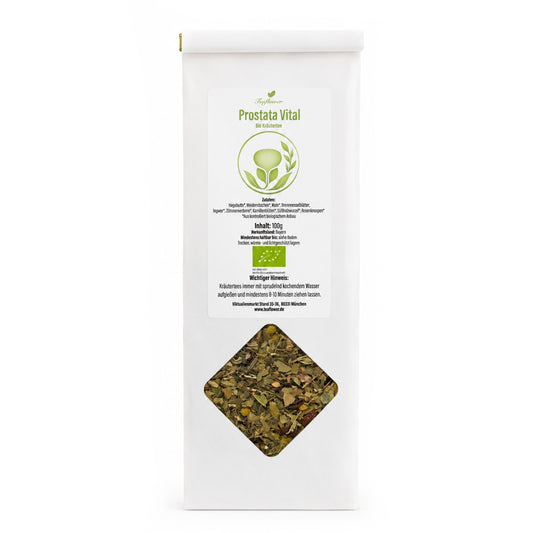Bio Kräutertee mit Hibiskus, Pfefferminze, Ingwer und Zitronenschalen in aromatischer Mischung.