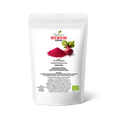 Bio Rote Bete Pulver aus Deutschland fein gemahlen fuer Smoothies Muesli Getraenke und Backrezepte