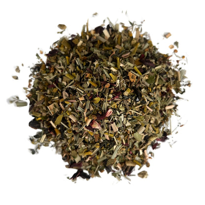 Vital-Kräutertee Mischung mit Mistelkraut, Weißdorn, grünem Tee und Hibiskus – loser Kräutertee fein abgestimmt