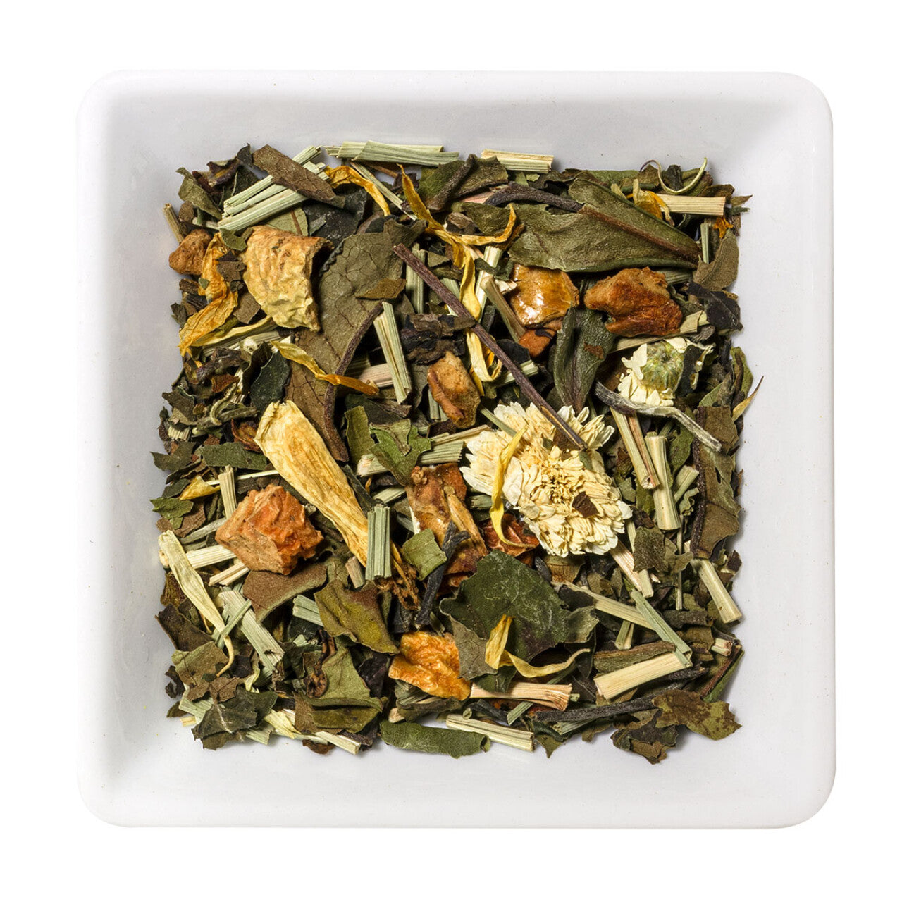 Weißtee-Früchtemischung mit Pfirsich, Zitrone und Orangenblüte für einen milden und harmonischen Teegenuss.