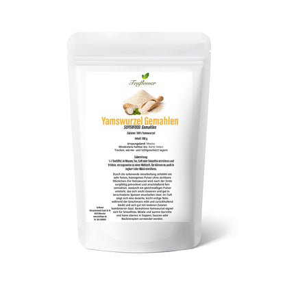 Gemahlene Yamswurzel als feines Pflanzenpulver mit mild erdigem Aroma fuer Smoothies Muesli und warme Gerichte